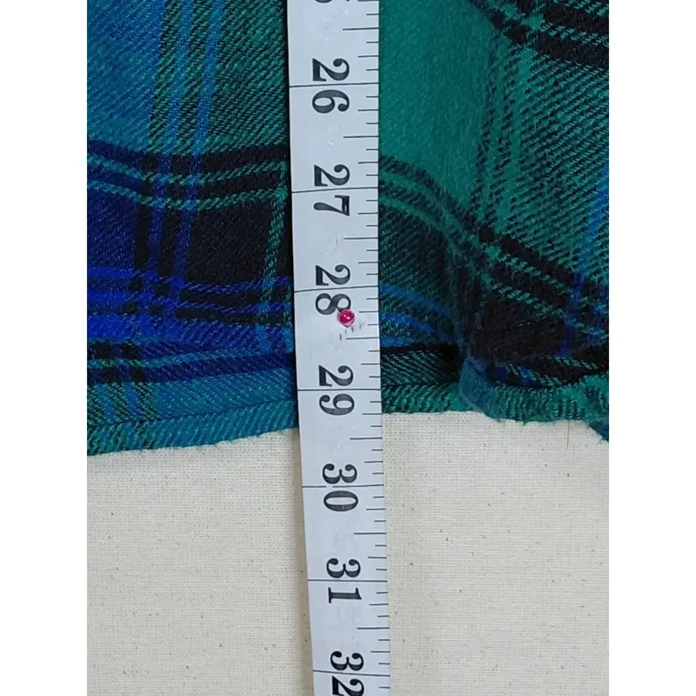 American Eagle Collared Blue Plaid Flannel Button-Up Shirt Women Size M